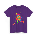 Colorful Hockey Player Hockey T-Shirt - Purple