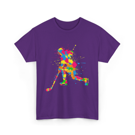 Colorful Hockey Player Hockey T-Shirt - Purple