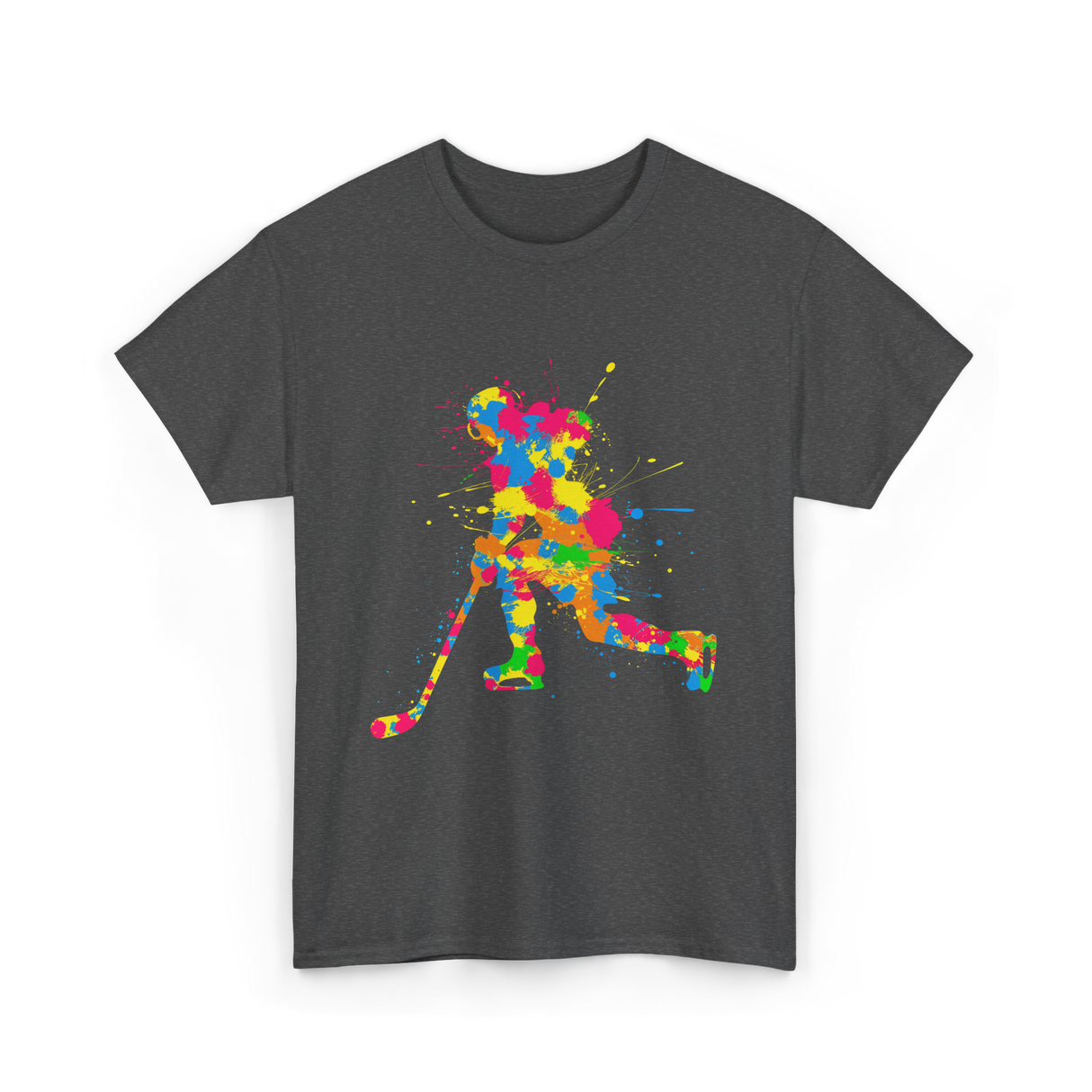 Colorful Hockey Player Hockey T-Shirt - Dark Heather