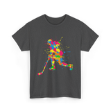 Colorful Hockey Player Hockey T-Shirt - Dark Heather