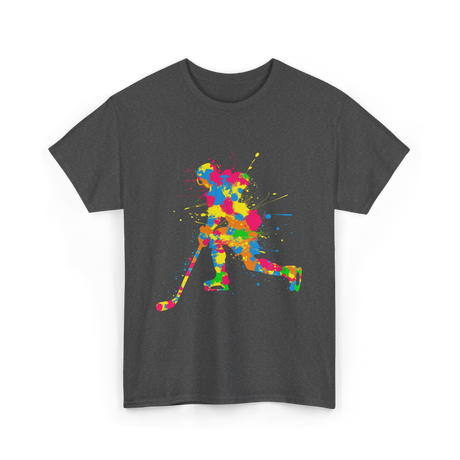 Colorful Hockey Player Hockey T-Shirt - Dark Heather