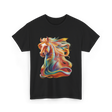Colorful Horse Equestrian Artwork T-Shirt - Black