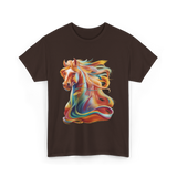 Colorful Horse Equestrian Artwork T-Shirt - Dark Chocolate
