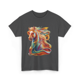 Colorful Horse Equestrian Artwork T-Shirt - Dark Heather
