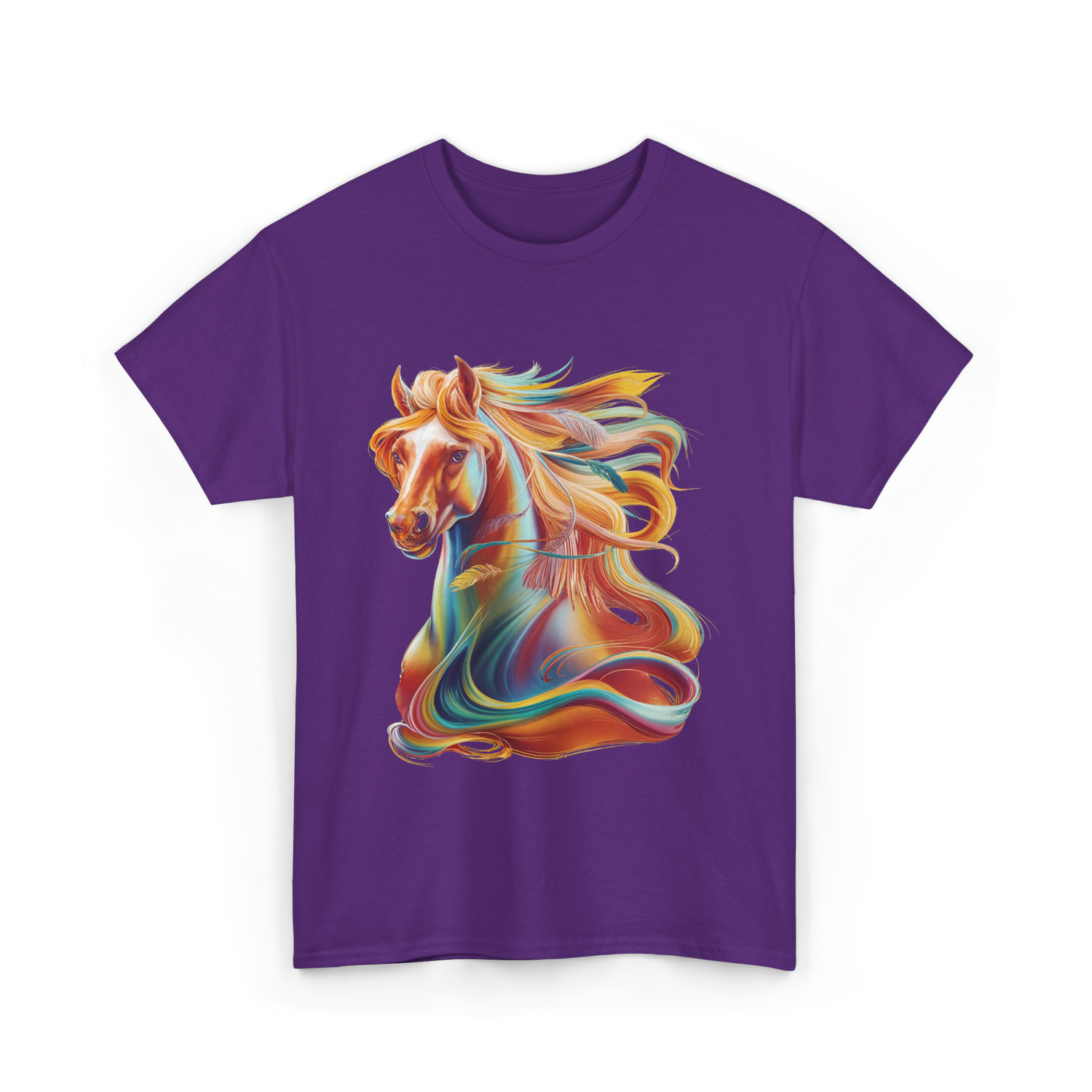 Colorful Horse Equestrian Artwork T-Shirt - Purple