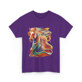 Colorful Horse Equestrian Artwork T-Shirt - Purple
