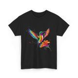 Colorful Hummingbird Art Hummingbird T-Shirt - Black