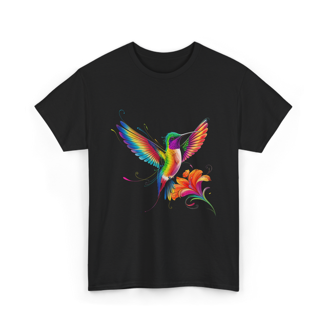 Colorful Hummingbird Art Hummingbird T-Shirt - Black