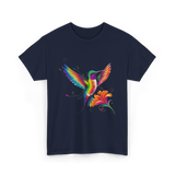 Colorful Hummingbird Art Hummingbird T-Shirt - Navy