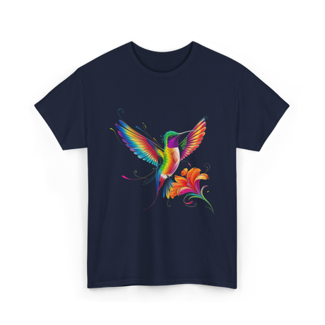 Colorful Hummingbird Art Hummingbird T-Shirt - Navy