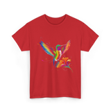 Colorful Hummingbird Art Hummingbird T-Shirt - Red