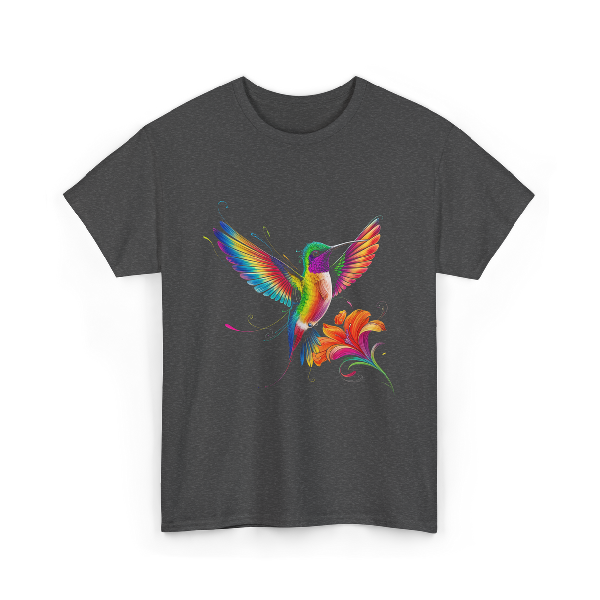 Colorful Hummingbird Art Hummingbird T-Shirt - Dark Heather