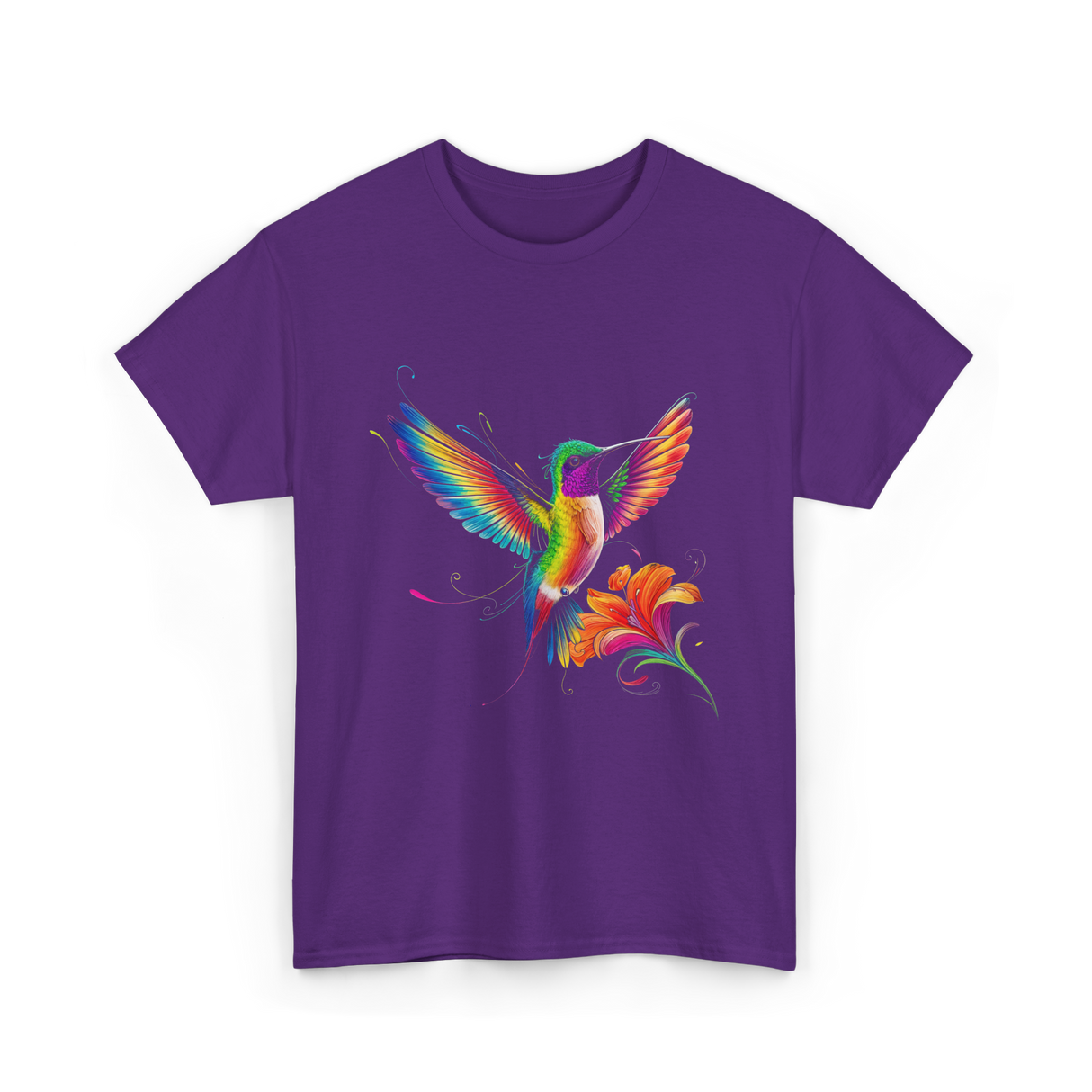 Colorful Hummingbird Art Hummingbird T-Shirt - Purple