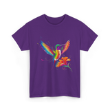 Colorful Hummingbird Art Hummingbird T-Shirt - Purple