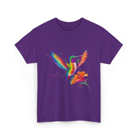 Colorful Hummingbird Art Hummingbird T-Shirt - Purple