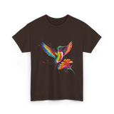 Colorful Hummingbird Art Hummingbird T-Shirt - Dark Chocolate