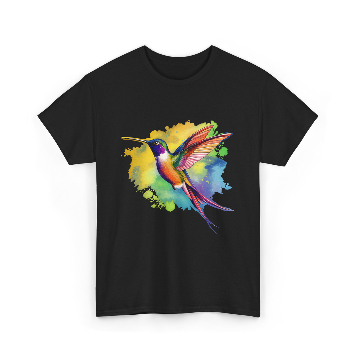 Colorful Hummingbird Nature Lover T-Shirt - Black