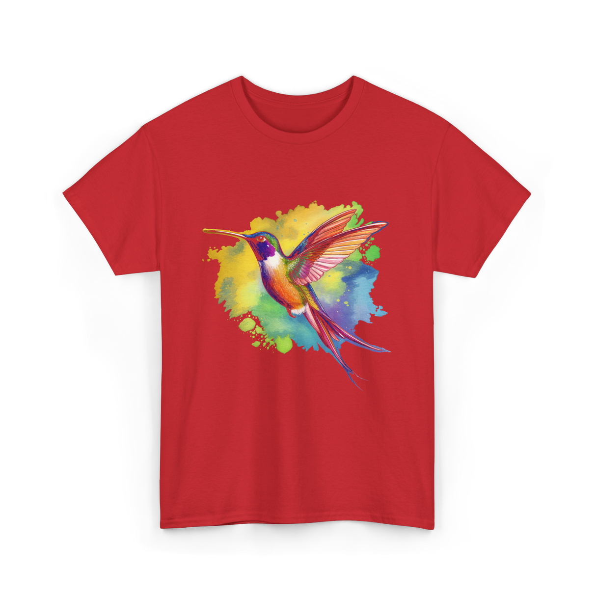 Colorful Hummingbird Nature Lover T-Shirt - Red