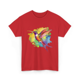 Colorful Hummingbird Nature Lover T-Shirt - Red