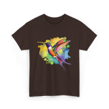 Colorful Hummingbird Nature Lover T-Shirt - Dark Chocolate