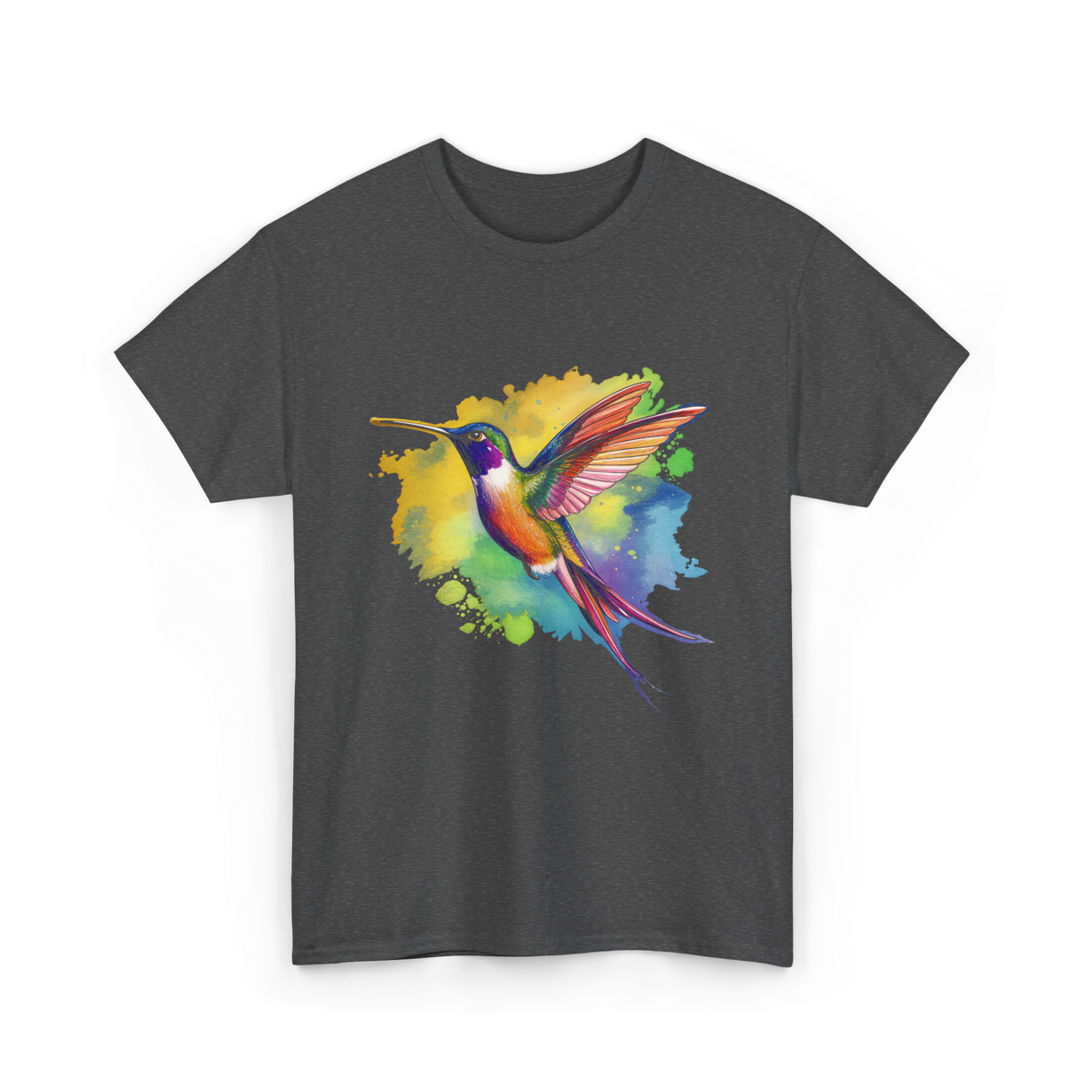 Colorful Hummingbird Nature Lover T-Shirt - Dark Heather