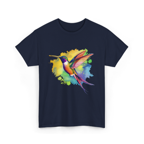 Colorful Hummingbird Nature Lover T-Shirt - Navy