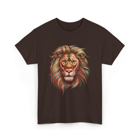 Colorful Lion King Lion T-Shirt - Dark Chocolate