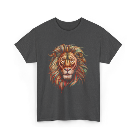 Colorful Lion King Lion T-Shirt - Dark Heather