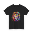 Colorful Lion Spirit Animal Art T-Shirt - Black