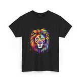 Colorful Lion Spirit Animal Art T-Shirt - Black