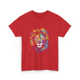 Colorful Lion Spirit Animal Art T-Shirt - Red