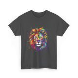 Colorful Lion Spirit Animal Art T-Shirt - Dark Heather