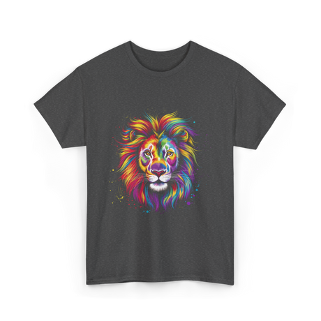 Colorful Lion Spirit Animal Art T-Shirt - Dark Heather