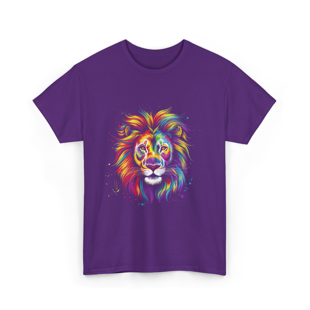 Colorful Lion Spirit Animal Art T-Shirt - Purple