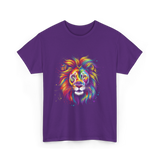 Colorful Lion Spirit Animal Art T-Shirt - Purple