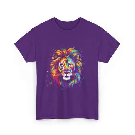 Colorful Lion Spirit Animal Art T-Shirt - Purple