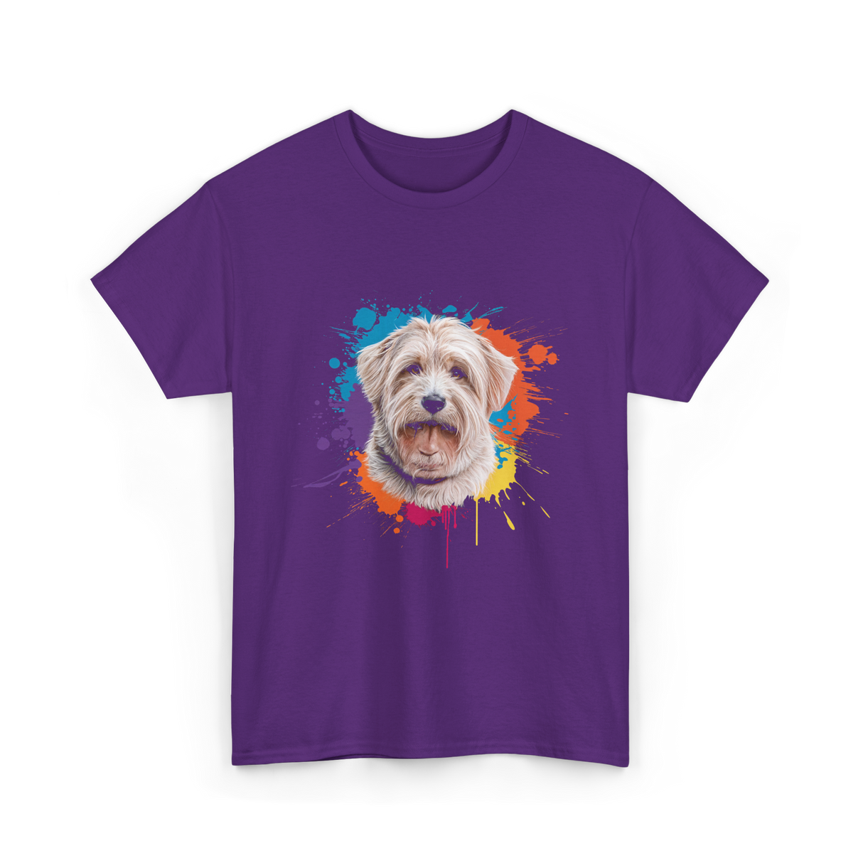 Colorful Maltese Splash Art Dog T-Shirt - Purple