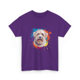 Colorful Maltese Splash Art Dog T-Shirt - Purple