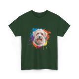 Colorful Maltese Splash Art Dog T-Shirt - Forest Green