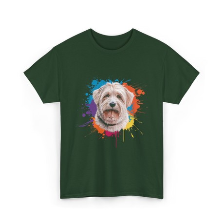 Colorful Maltese Splash Art Dog T-Shirt - Forest Green