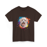 Colorful Maltese Splash Art Dog T-Shirt - Dark Chocolate