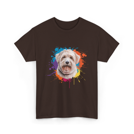 Colorful Maltese Splash Art Dog T-Shirt - Dark Chocolate