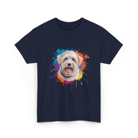 Colorful Maltese Splash Art Dog T-Shirt - Navy