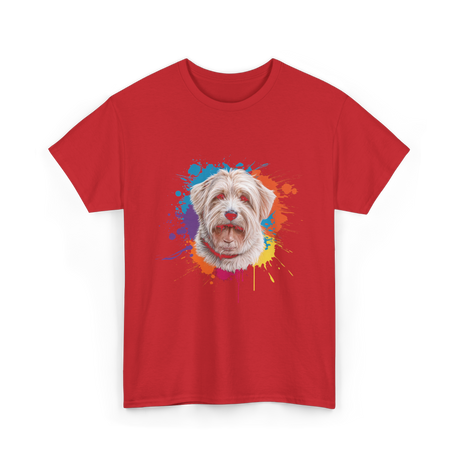 Colorful Maltese Splash Art Dog T-Shirt - Red