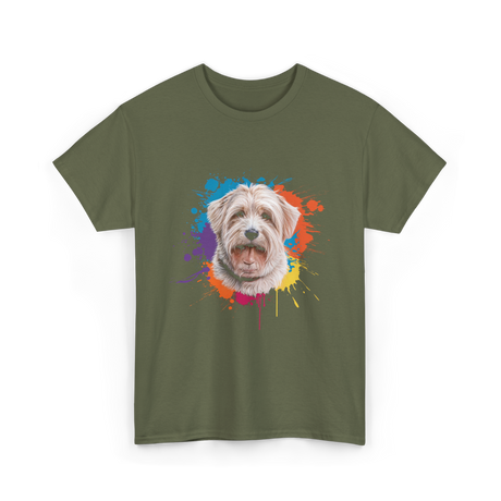 Colorful Maltese Splash Art Dog T-Shirt - Military Green