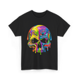 Colorful Melting Skull Art Skull T-Shirt - Black