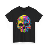 Colorful Melting Skull Art Skull T-Shirt - Black