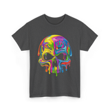 Colorful Melting Skull Art Skull T-Shirt - Dark Heather