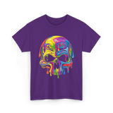 Colorful Melting Skull Art Skull T-Shirt - Purple