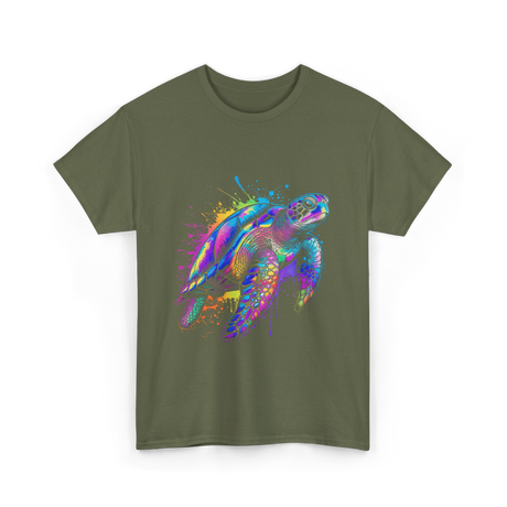 Colorful Ocean Animal T-Shirt - Military Green